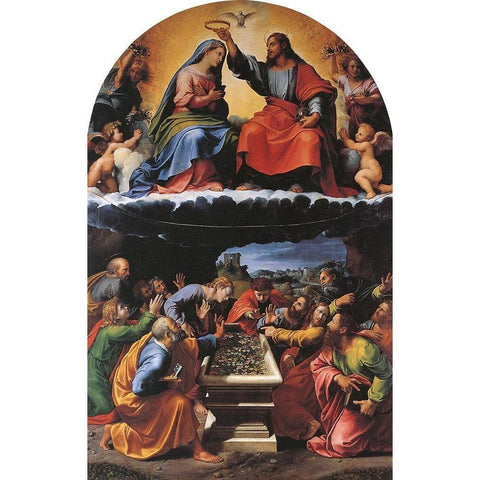 Coronation Of The Virgin 2 Black Modern Wood Framed Art Print with Double Matting by Raphael