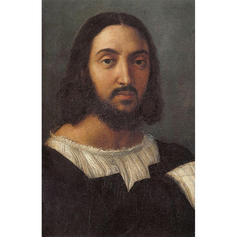 Double Portrait Detail Black Modern Wood Framed Art Print with Double Matting by Raphael