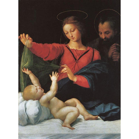 Holy Family Black Modern Wood Framed Art Print by Raphael