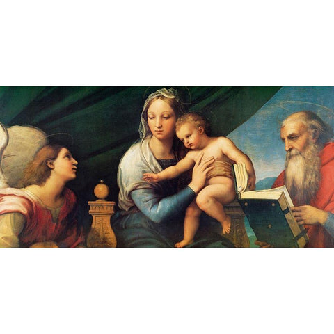 Madonna And Child White Modern Wood Framed Art Print by Raphael