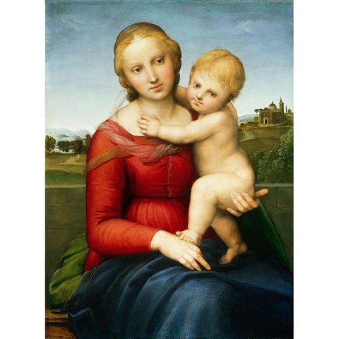 The Small Cowper Madonna, c. 1505 Black Modern Wood Framed Art Print with Double Matting by Raphael