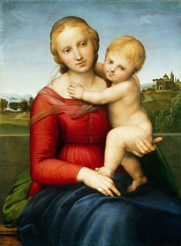 The Small Cowper Madonna, c. 1505 White Modern Wood Framed Art Print with Double Matting by Raphael