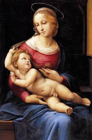 Madonna And Child 4 White Modern Wood Framed Art Print with Double Matting by Raphael