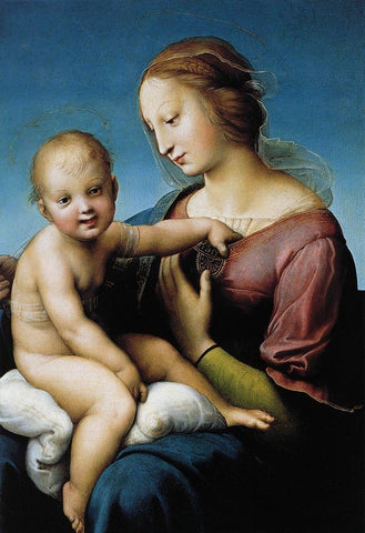 Madonna And Child 8 White Modern Wood Framed Art Print with Double Matting by Raphael