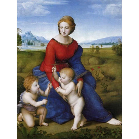 Madonna And Child With St John 2 Black Modern Wood Framed Art Print with Double Matting by Raphael