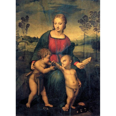 Madonna And Child With St John 3 Black Modern Wood Framed Art Print with Double Matting by Raphael