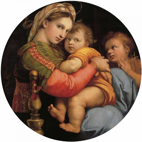 Madonna And Child With St John 6 White Modern Wood Framed Art Print by Raphael