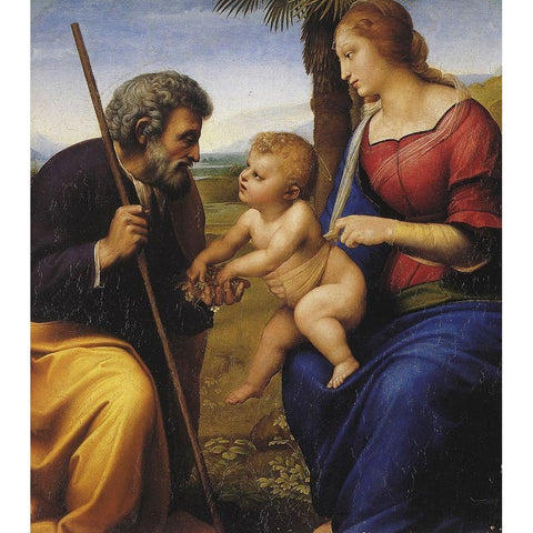 Madonna Of The Palm Tree Detail Gold Ornate Wood Framed Art Print with Double Matting by Raphael