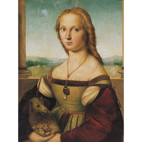 Portrait Of A Young Woman White Modern Wood Framed Art Print by Raphael