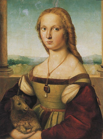 Portrait Of A Young Woman White Modern Wood Framed Art Print with Double Matting by Raphael