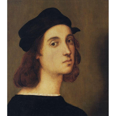 Self Portrait White Modern Wood Framed Art Print by Raphael