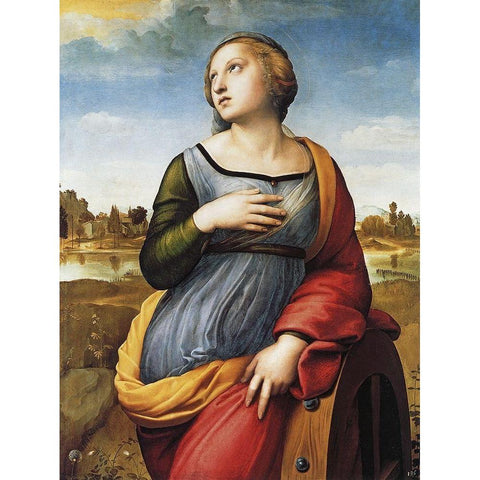 St Catherine Of Alexandria Black Modern Wood Framed Art Print with Double Matting by Raphael