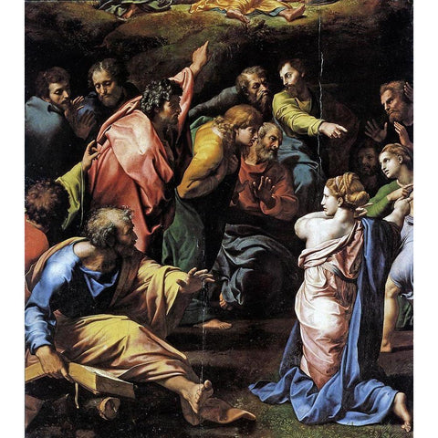 Transfiguration Detail White Modern Wood Framed Art Print by Raphael