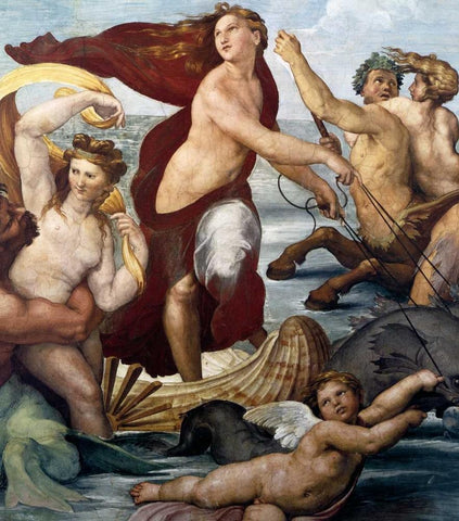 Triumph Of Galatea Detail White Modern Wood Framed Art Print with Double Matting by Raphael