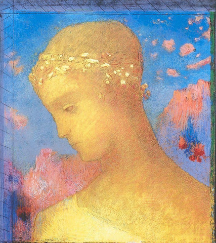 Beatrice White Modern Wood Framed Art Print with Double Matting by Redon, Odilon