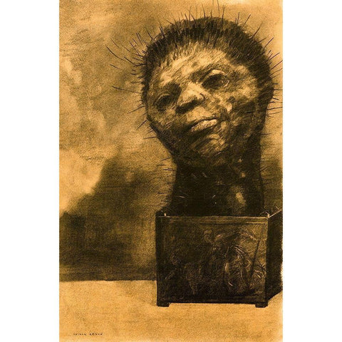 Cactus Man Black Modern Wood Framed Art Print with Double Matting by Redon, Odilon