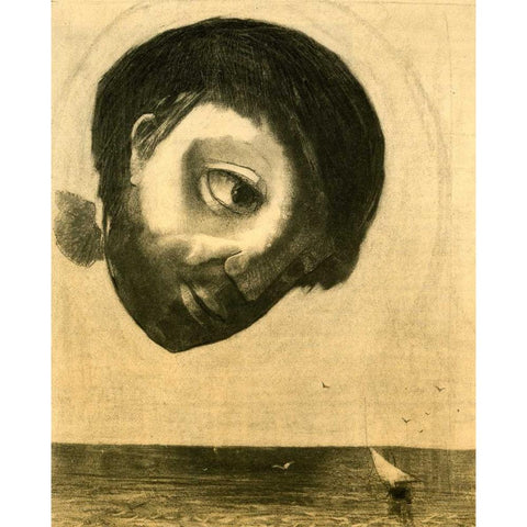 Guardian Spirit Of The Waters White Modern Wood Framed Art Print by Redon, Odilion