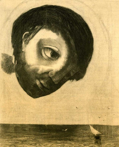 Guardian Spirit Of The Waters White Modern Wood Framed Art Print with Double Matting by Redon, Odilion