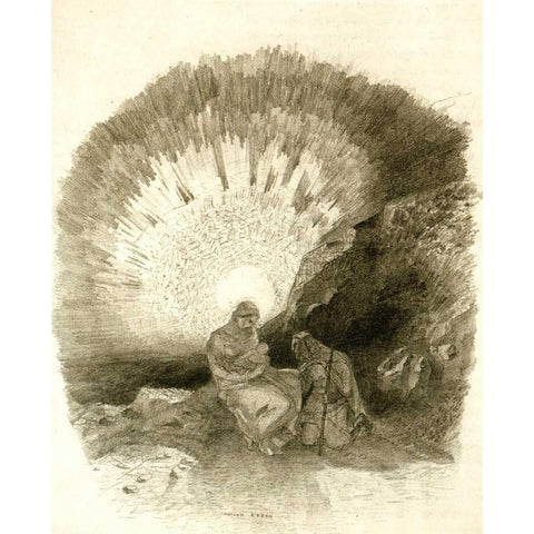 Holy Family White Modern Wood Framed Art Print by Redon, Odilion