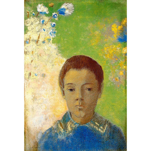 Portrait Of Ari Black Modern Wood Framed Art Print with Double Matting by Redon, Odilon