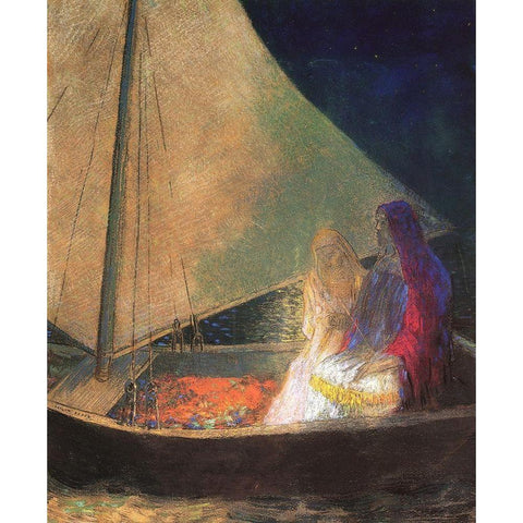 The Boat 3 Gold Ornate Wood Framed Art Print with Double Matting by Redon, Odilon