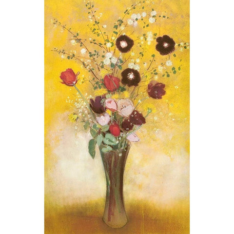 Vase Of Flowers 1916 Gold Ornate Wood Framed Art Print with Double Matting by Redon, Odilon