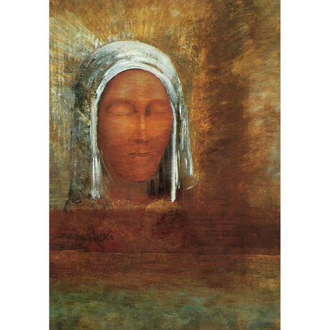 Virgin Of The Dawn White Modern Wood Framed Art Print by Redon, Odilon