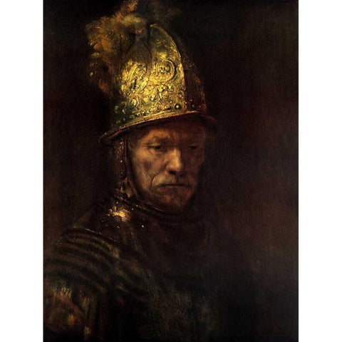 Man With Gold Helmet Black Modern Wood Framed Art Print by Van Rijn, Rembrandt