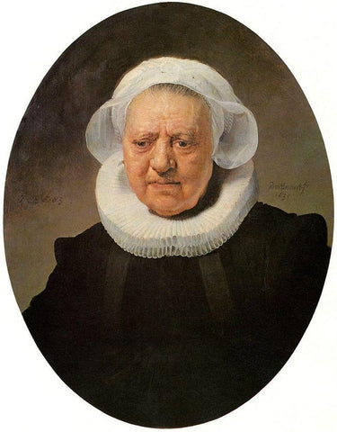 Portrait Of An 83 Year Old Woman White Modern Wood Framed Art Print with Double Matting by Van Rijn, Rembrandt