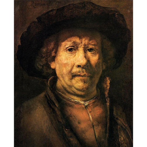 Self Portrait 7 White Modern Wood Framed Art Print by Van Rijn, Rembrandt