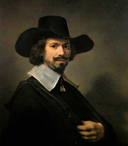 The Painter Hendrick Martensz Black Ornate Wood Framed Art Print with Double Matting by Van Rijn, Rembrandt