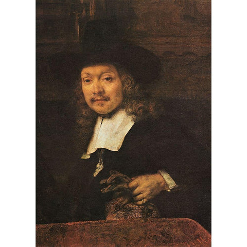 The Sampling Officials Of The Drapers Guild Detail Black Modern Wood Framed Art Print with Double Matting by Van Rijn, Rembrandt