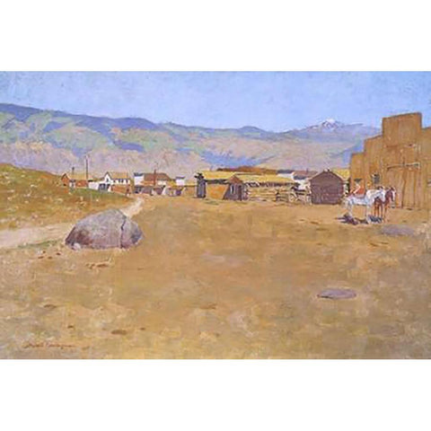 A Mining Town Wyoming Black Modern Wood Framed Art Print by Remington, Frederic