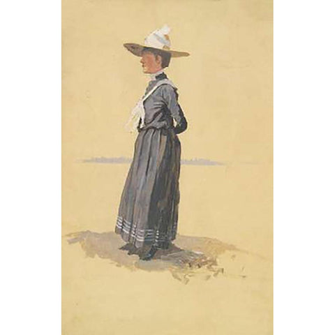 Eva White Modern Wood Framed Art Print by Remington, Frederic