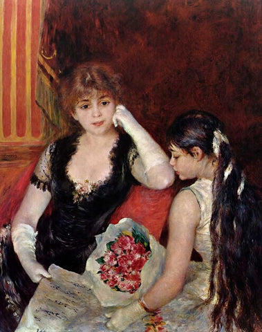 At The Concert White Modern Wood Framed Art Print with Double Matting by Renoir, Pierre-Auguste