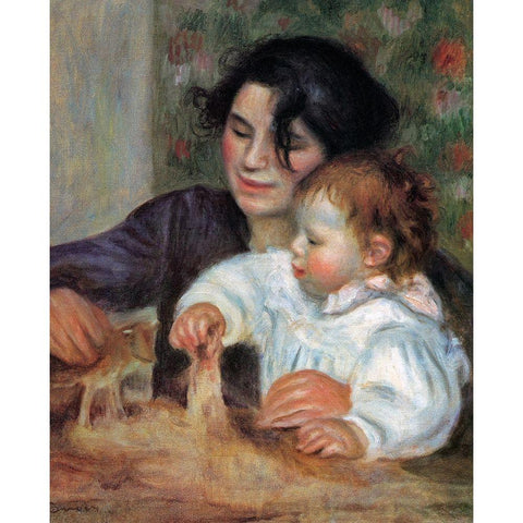 Gabrielle With Jean White Modern Wood Framed Art Print by Renoir, Pierre-Auguste