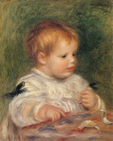 Jacques Fray As A Baby Black Ornate Wood Framed Art Print with Double Matting by Renoir, Pierre-Auguste
