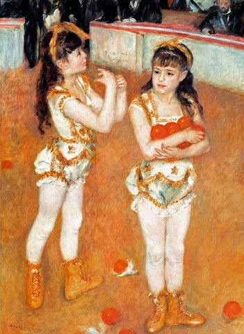 Jugglers At The Cirque Fernando Black Ornate Wood Framed Art Print with Double Matting by Renoir, Pierre-Auguste