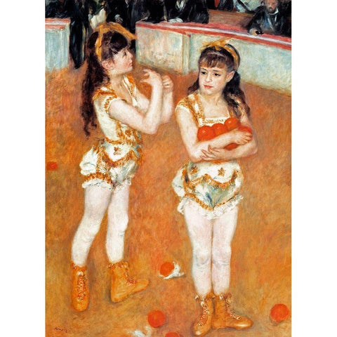 Jugglers At The Cirque Fernando Black Modern Wood Framed Art Print by Renoir, Pierre-Auguste