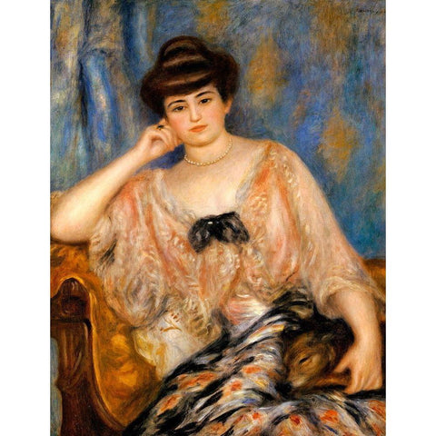 Misia Sert Black Modern Wood Framed Art Print by Renoir, Pierre-Auguste
