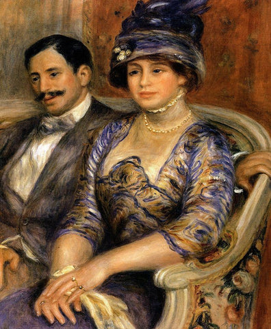 Monsieur And Madame Bernheim Devillers Black Ornate Wood Framed Art Print with Double Matting by Renoir, Pierre-Auguste