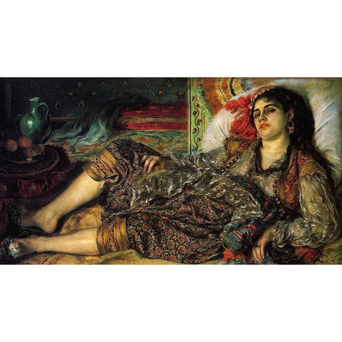 Odalisque Gold Ornate Wood Framed Art Print with Double Matting by Renoir, Pierre-Auguste