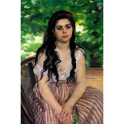 Summer White Modern Wood Framed Art Print by Renoir, Pierre-Auguste