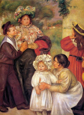The Artists Family Black Ornate Wood Framed Art Print with Double Matting by Renoir, Pierre-Auguste