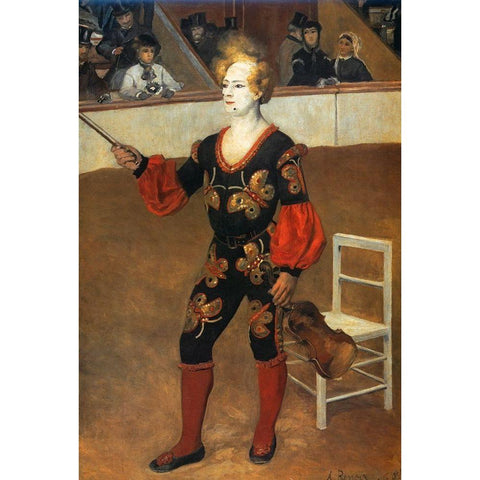 The Clown 2 Gold Ornate Wood Framed Art Print with Double Matting by Renoir, Pierre-Auguste