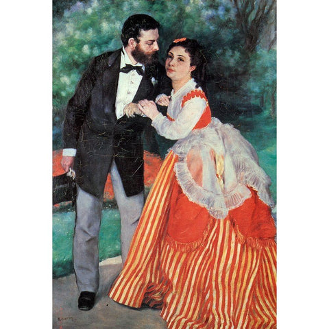 The Sisleys Gold Ornate Wood Framed Art Print with Double Matting by Renoir, Pierre-Auguste