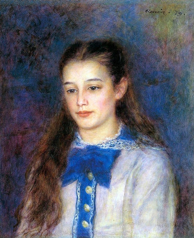 Therese Berard Black Ornate Wood Framed Art Print with Double Matting by Renoir, Pierre-Auguste