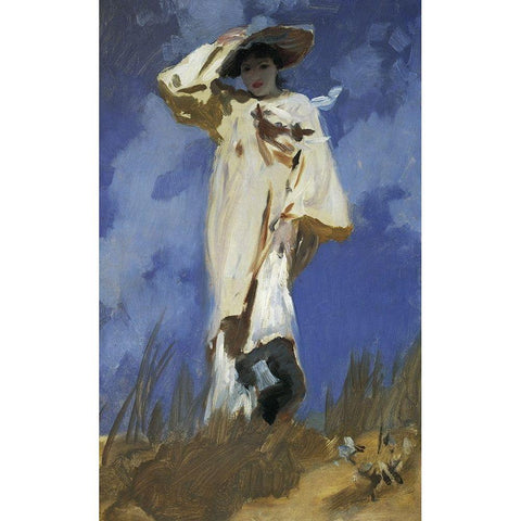 A Gust of Wind Gold Ornate Wood Framed Art Print with Double Matting by Sargent, John Singer
