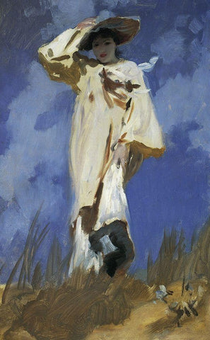 A Gust of Wind White Modern Wood Framed Art Print with Double Matting by Sargent, John Singer