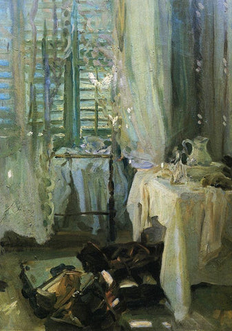 A Hotel Room, after 1900 White Modern Wood Framed Art Print with Double Matting by Sargent, John Singer